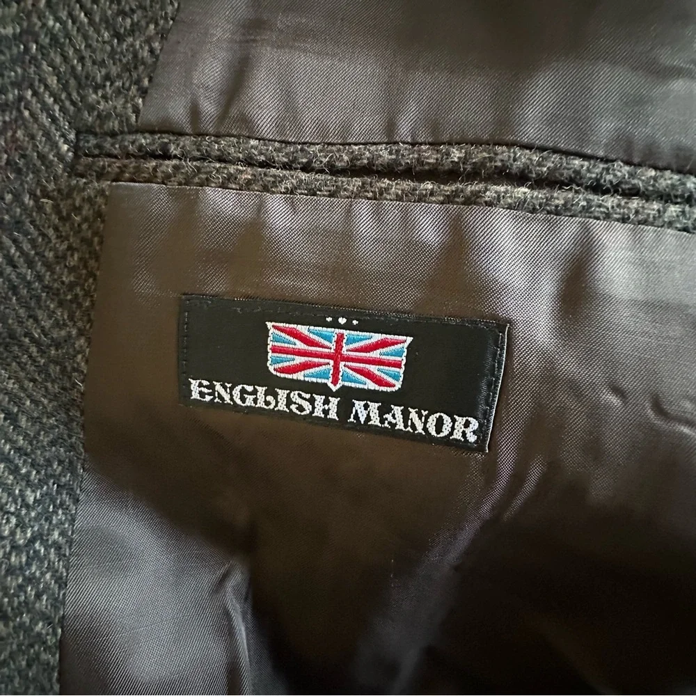 English Manor Blazer Mens 46 Herringbone Tweed Sport Coat Equestrian Heritage - Picture 12 of 13